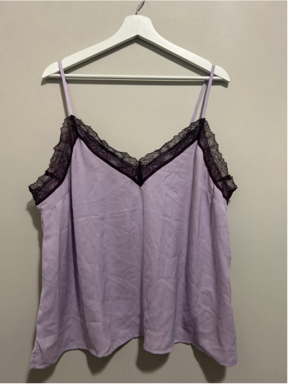 NWT Women's Old Navy Lavender & Black Lace Trim Camisole Top Size XL